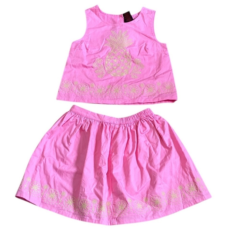 Girls Cynthia Rowley 2 piece set Embroidered Pineapple 7-8 yrs Pink Summer NEW